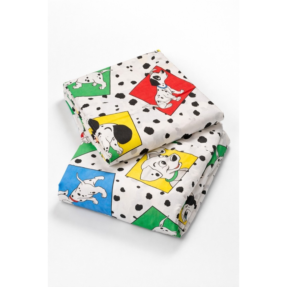 Vintage Disney 101 Dalmatians Twin Sheet Set Flat Fitted USA Bibb Co 90s Rare